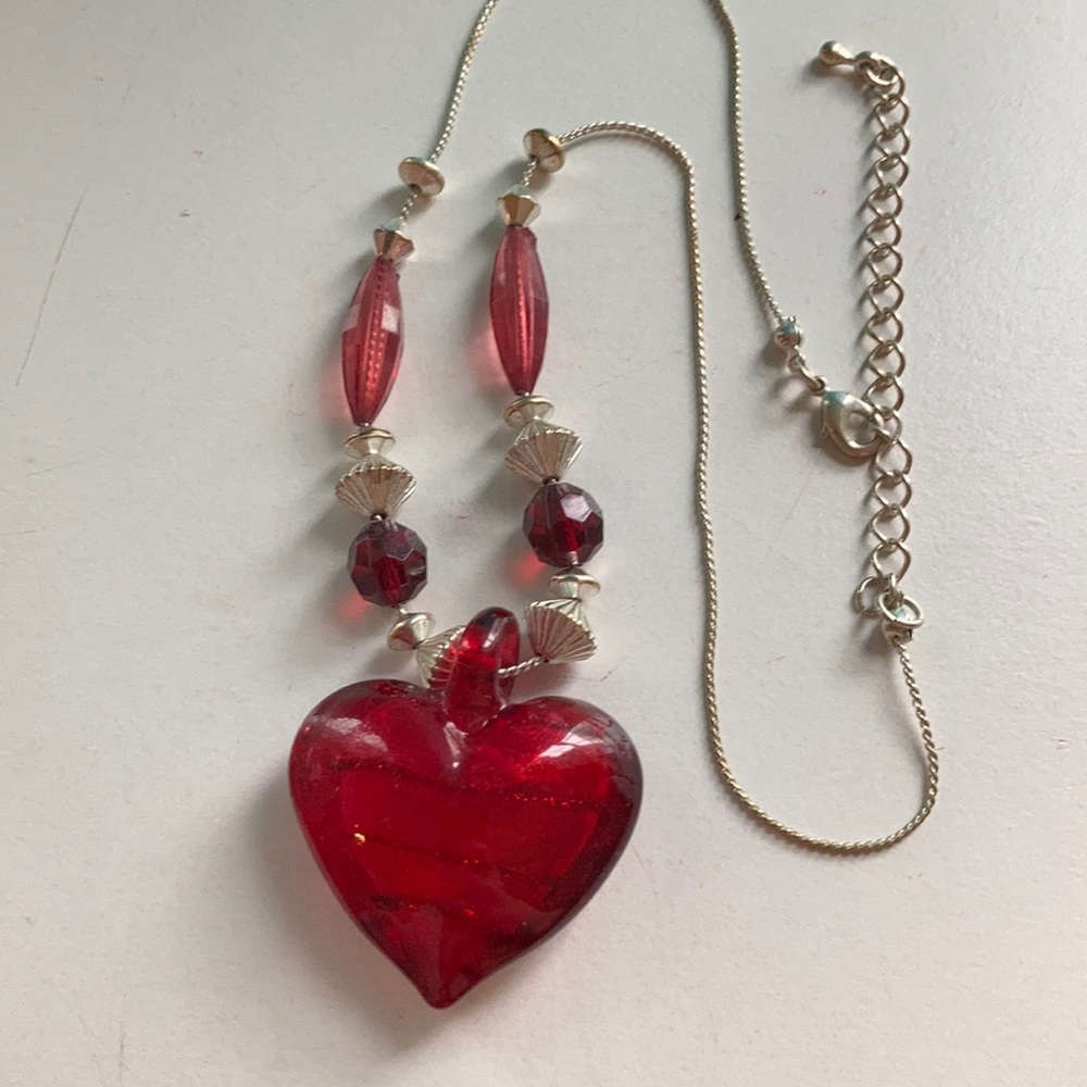 ❤️Glass heart charm necklace